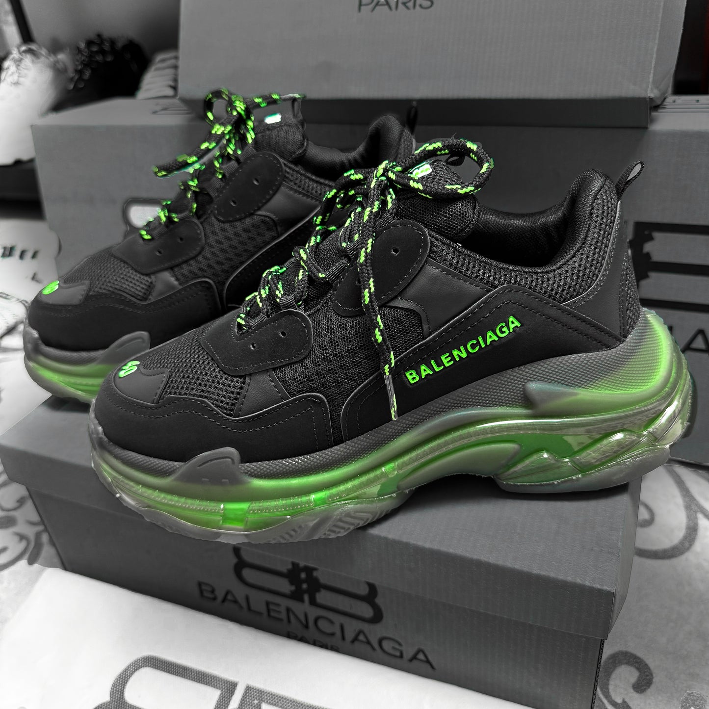 BAL TRIPLE S NEON GREEN