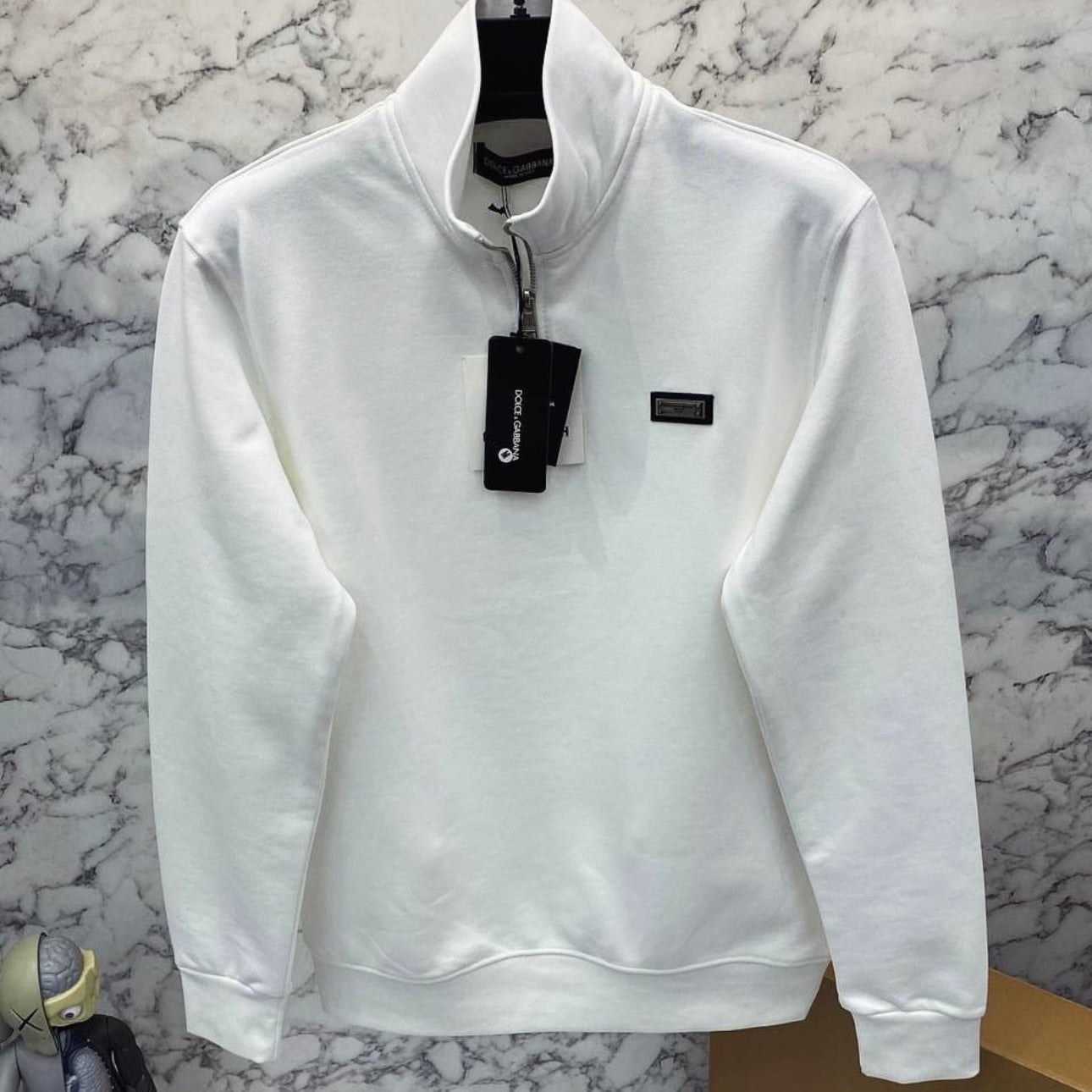 DG PLATE BLOUSE ALB/NEGRU