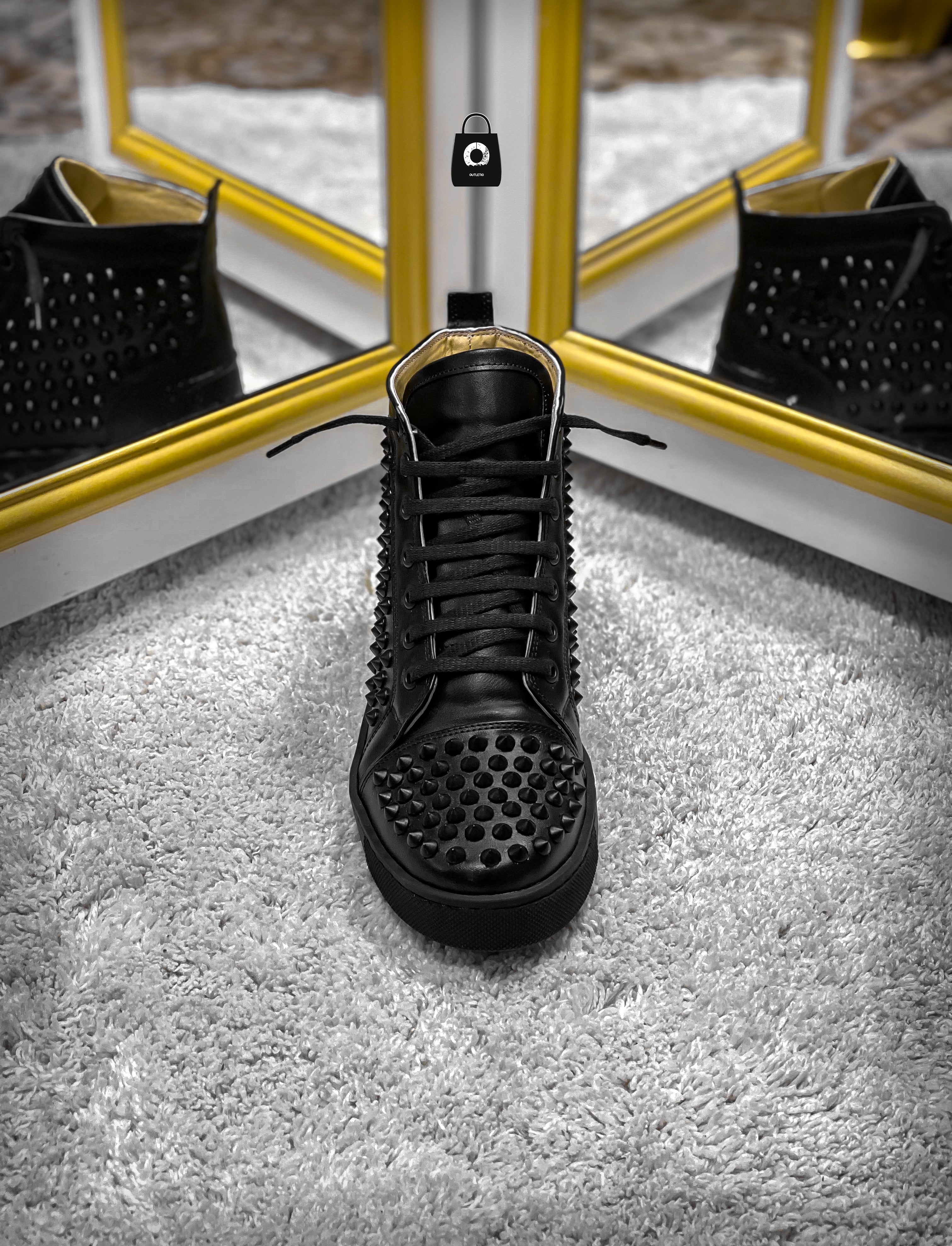 LB High Spike Black Catifea/Piele Eco