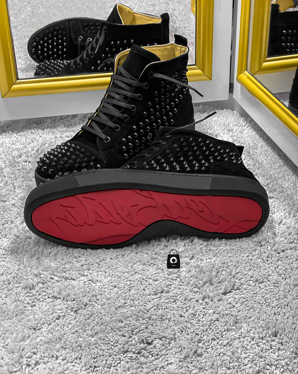 LB High Spike Black Catifea/Piele Eco