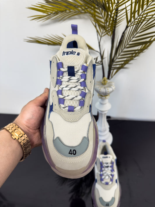 BAL TRIPLE S PURPLE&CREAM