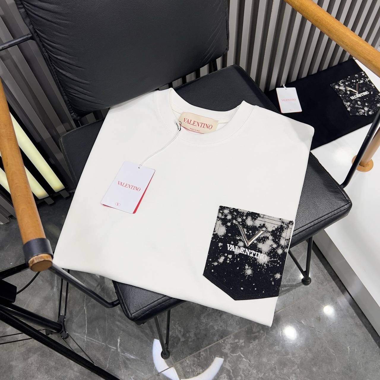 VLTN JEANS PAINT ALB/NEGRU